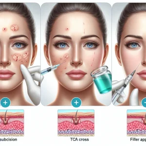 Akne İzinde Subcision+TCA CROSS+Filler Sıralaması